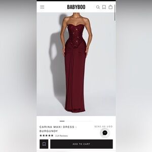 Elegant Baby Boo Never Worn Burgundy Strapless Dress